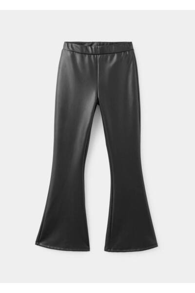MANGO Kids Leather-effect flared leggings