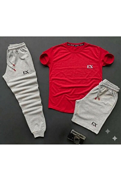 CLOTHES33 تي شيرت وشورت رياضي، طقم من 3 قطع، رقيق، صيفي، مقاوم للعرق، مطبوع، ...