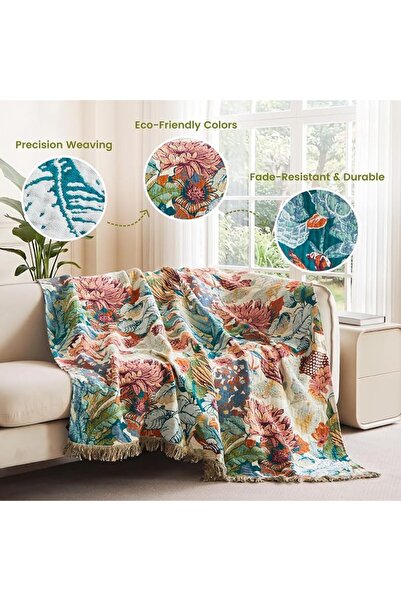 GENERAL MSGKV Boho Throw Blanket 100% Cotton Blankets for Bed Couch 60'x80', ...