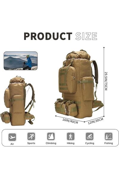 GENERAL King'sGuard Men 100l Camping Hiking Backpack 100L Camping Hiking Back...