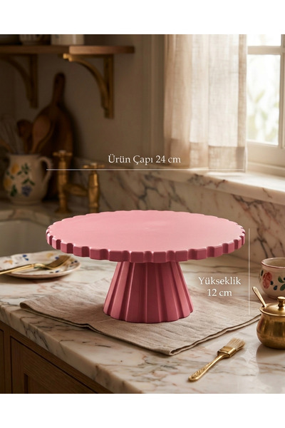 Kek Pasta Sunum Standı Cupcake Standı 24 cm Pembe
