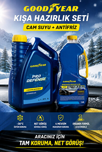 Goodyear Kış Antifriz Seti Mavi Organik 4 Mevsim Antifriz -36°C 3 L + Kış Ant...