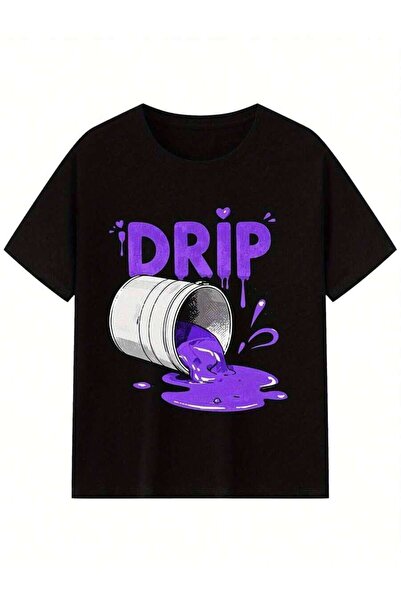 9JY تي شيرت رجالي بنمط DRIP، قطن بياقة دائرية، تصميم مريح لجميع المواسم، تصمي...