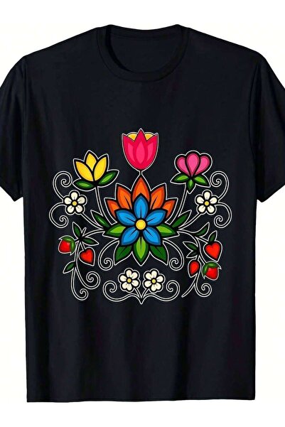 9JY تي شيرت Ojibwe Floral Indigenous Botanical Woodland Wildflowers، تصميم لل...