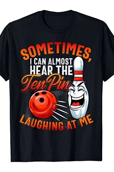 kai22 1pc Men'S Novelty T-Shirt, "Bowling Ball Laughs At Me" Print, Round Nec...