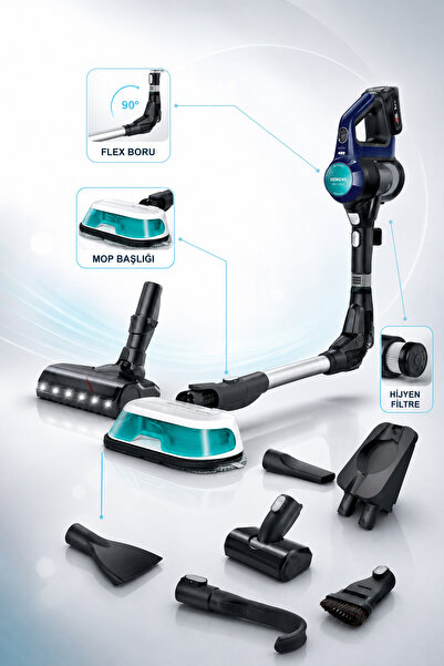 Siemens iQ500 Şarjlı Dikey Süpürge Hijyen Filtreli Motorlu Başlık Alerji Dost...