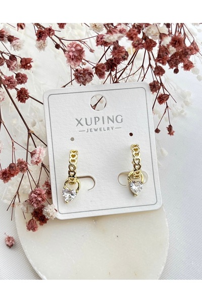 XUPING JEWELRY حلق من الفولاذ مرصع بحجر الزركون على شكل سلسلة فاخرة