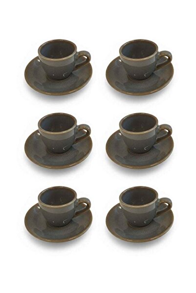 Trust 12-Piece Porcelain Coffee Cup & Saucer Set 80ML Grey, Set for 6 People