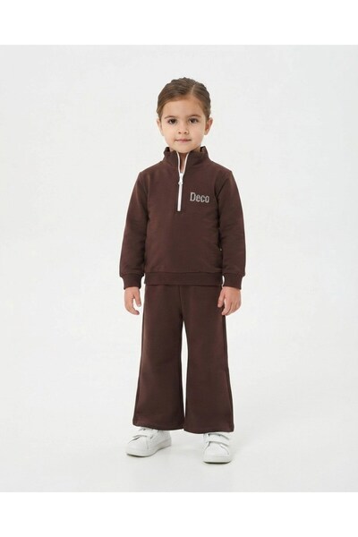 voyyo kids baby Girl's Seasonal Zippered Collar Sweatshirt Compact Tracksuit ...