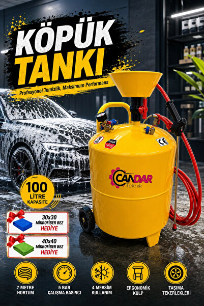 candarteknik 100 Litre Havalı Köpük Tankı Basınçlı Köpük Püskürtme Oto Araç Y...