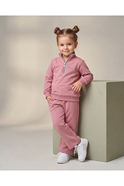 Ege Bebek Girl's Seasonal Zippered Collar Sweatshirt Compact Tracksuit Set fo...