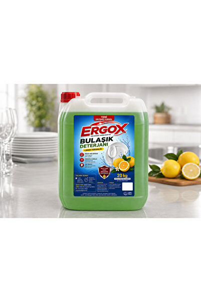 ergox sıvı bulaşık deterjanı elde yıkama limon kokulu ekonomik boy 20 l