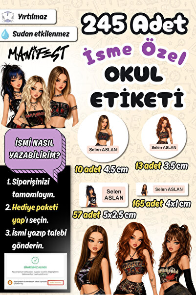 Sticker Ekspres Okul Etiketi Yeni Manifest Kalem Defter Etiketi Özel İsim Yaz...