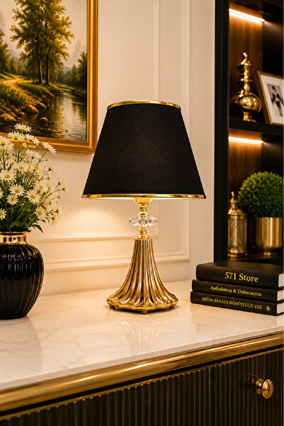 571 Store X21 Series Table Lamp with Twisted Metal Base Fabric Headboard Nigh...