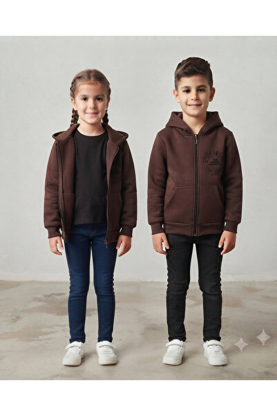 CUBBUX Boy's Hooded Jacket with Zipper and Embroidery Detail, Pocketed Cardigan