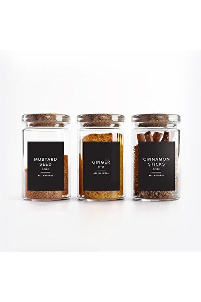 Threeking 250 White Spice Labels by ThreeKin | Waterproof & Oil-Resistant Pre...