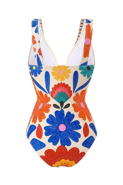 Girlsavm Ethnic 3-Piece Pantalon Swimsuit Skirt Set