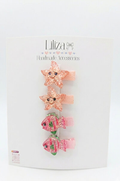 Liliza Accessories 4lü Mini Klips Toka Seti Parlak Deniz Canlıları
