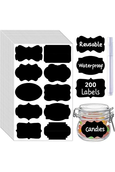 TERRIFI 200 Pcs Chalkboard Labels with 1 Liquid Chalk Marker, Reusable Remova...