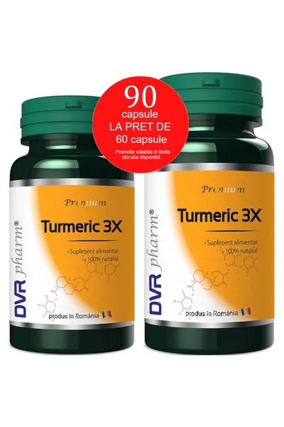 DVR Pharm Pachet Turmeric 3X, 2flacoane, 90cps