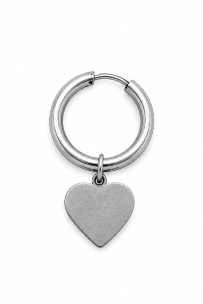 Blisse Piercing Unisex Silver Color Surgical Steel Dangle Heart Figured Hoop ...