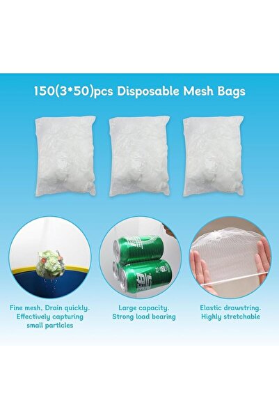 KASTWAVE 150-Pack Disposable Sink Filter Nets with Steel Basket, 304 Stainles...