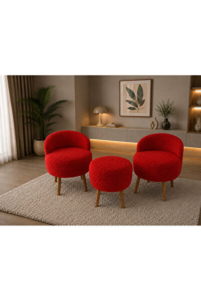 BEYLERBEYİ ÇAY SETİ İKİLİ MİNİMAL BERJER VE PUF (OFİS, BAHÇE, BALKON, SALON)