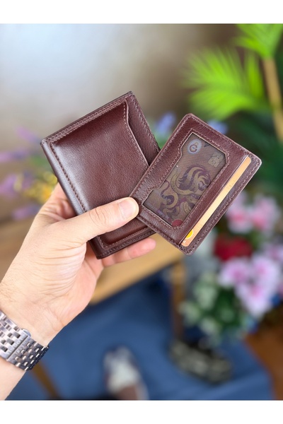 LORİS POLO محفظة مارتن من الجلد الطبيعي للجنسين مع العديد من حاملات البطاقات