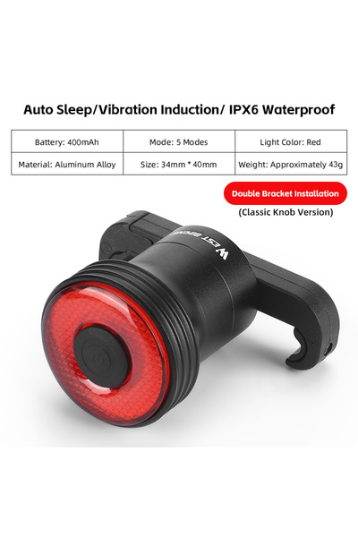 Choice4 0701367 A Style WEST BIKING Smart Bike Taillight IPX6 Waterproof Inte...