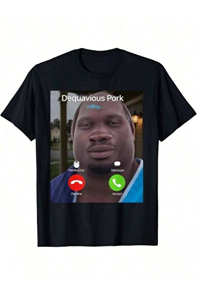 LİNA06 Dequavious Incoming Call D'aquavious Pork Meme Brainrot T-Shirt