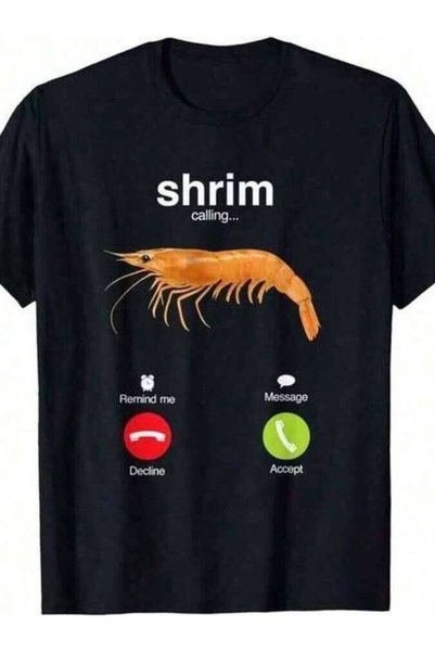23ERVA تي شيرت متطابق بتصميم "Shrim Is Calling Meme Funny Shrimp And Fish (Fih)"