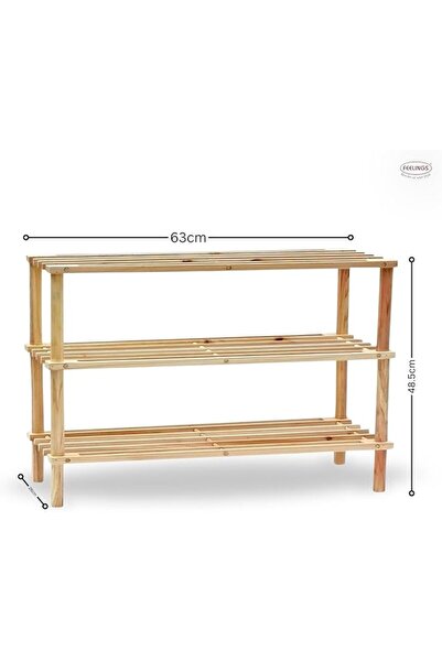 Feelings 3-Layer Wooden Shoe Rack – Coffee Color | Multi-Tier Shoe Rack | Sho...
