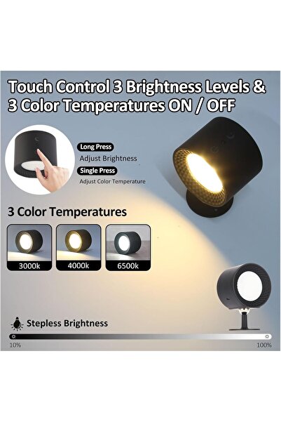 STARSTAR 360° Rotating Dimmable Magnetic LED Wall Light with Remote (black, U...