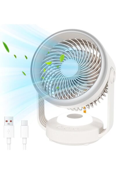 Morvena Picks Ventilator de birou silențios - Circulație a aerului de 5400mAh...