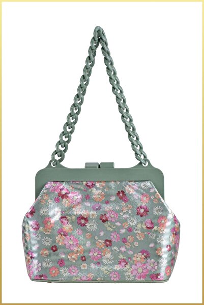 birizmoda Chin Women's Patterned Scholarship Hand and Shoulder Bag - Mint Green