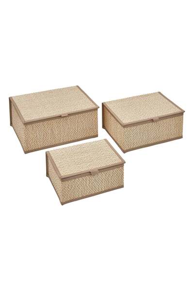 FİVE Set de 3 cutii de depozitare, L.25/30/35 cm, Bej - Stemy