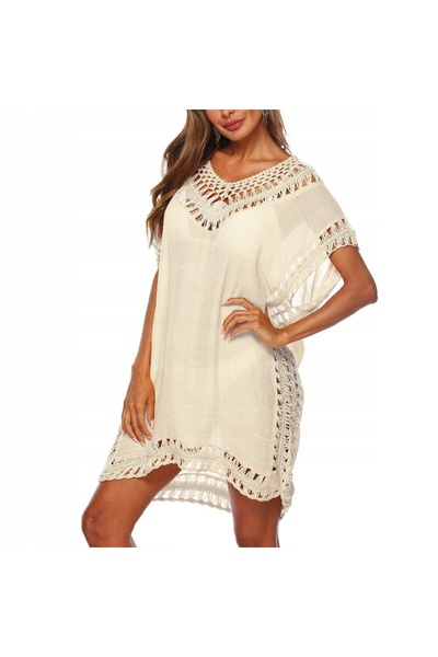 SNM Tunica De Plaja Dama, SNM, Rochie Larga Tip Pareo Cu Broderie Eleganta, S...