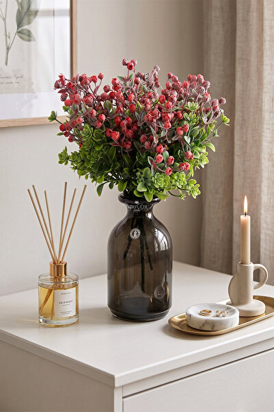 Yapay Çiçek Deposu Artificial Flower 5-Branch Powdered Bud Kokina Bunch 30 cm