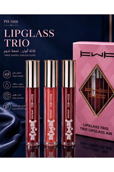 KWK مجموعة ملمع الشفاه الثلاثية LIPGLASS TRIO (3 ألوان)
