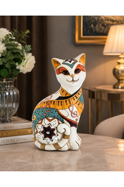 Dania Luxury Decorative Cat Figurine 25X20Cm – Unique Artistic Design with Co...