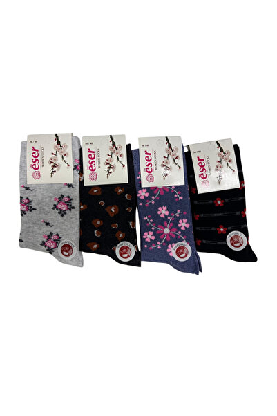 Eser Çorap Women's Economical Patterned Socks 12-Piece Pack (Gray, Black, Nav...