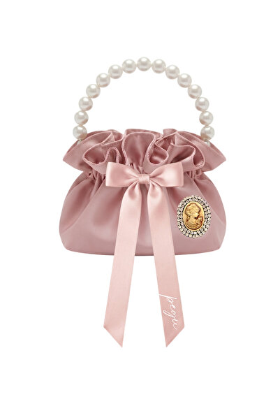 pegu baby collection Powder Pink Cotton Satin Bag, with Crystal Glass Stone D...