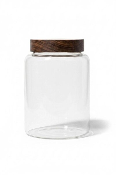 ALBETTO Glass Storage Container, Jar 1950ml Acacia Wood Leak-Proof Lid