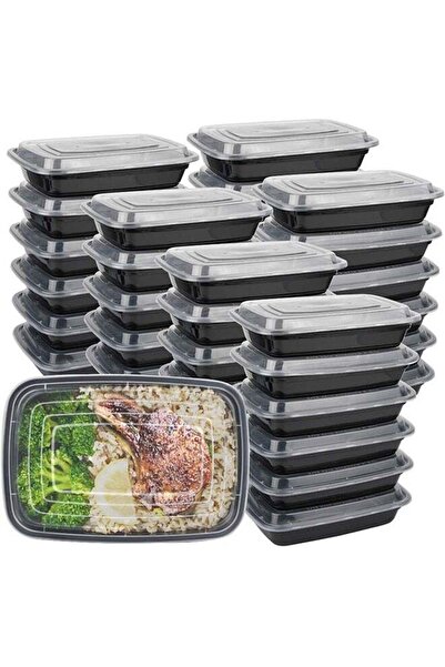 Generic Pack Of 15 Microwavable Disposable Food Containers With Lids Black/Clear