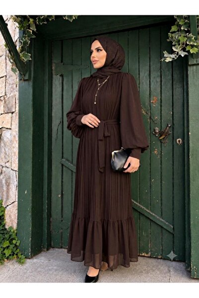 MY DREAM Piliseli Şifon Abiye Elbise