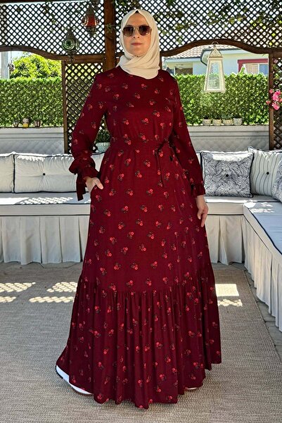 Rabia Şamlı Rose Burgundy Dress