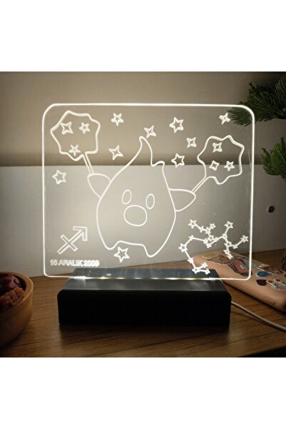 AtaRoots Kişiye Özel 5V USB LED Gece Lambası – İsim ve Tarihli Masa Lambası