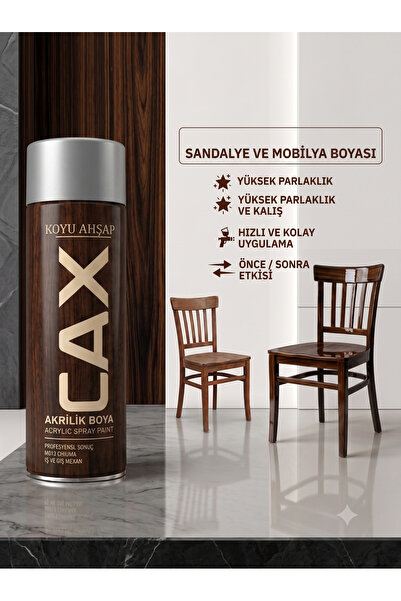 caxcolors CAX Akrilik Sprey Boya 400 ml - Sandalye Mobilya Ahşap Metal Yüksek...