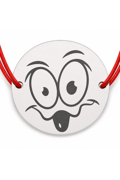 Simoshop Brățară argint 925 cu bănuț emoji, șnur reglabil — cadou simbolic