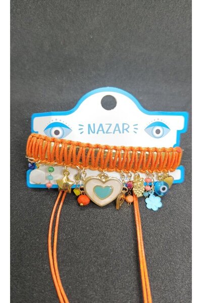 ndjewelry Alaçatı Mint Love Leather String Bracelet & Anklet – Orange